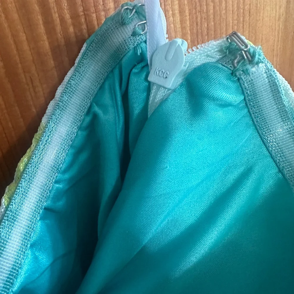 Boutique Dress- Sz M a-line strapless teal and lime green. NWT - Picture 6 of 6